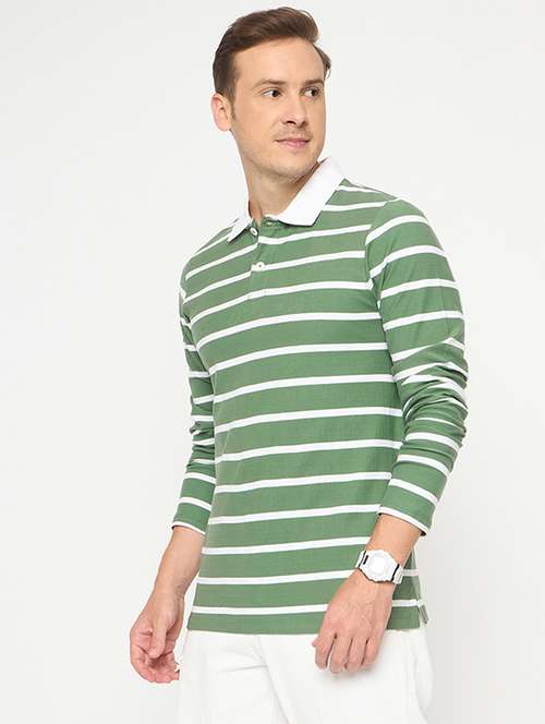 men striped long sleeve polo t-shirt - 21986292 -  Standard Image - 0