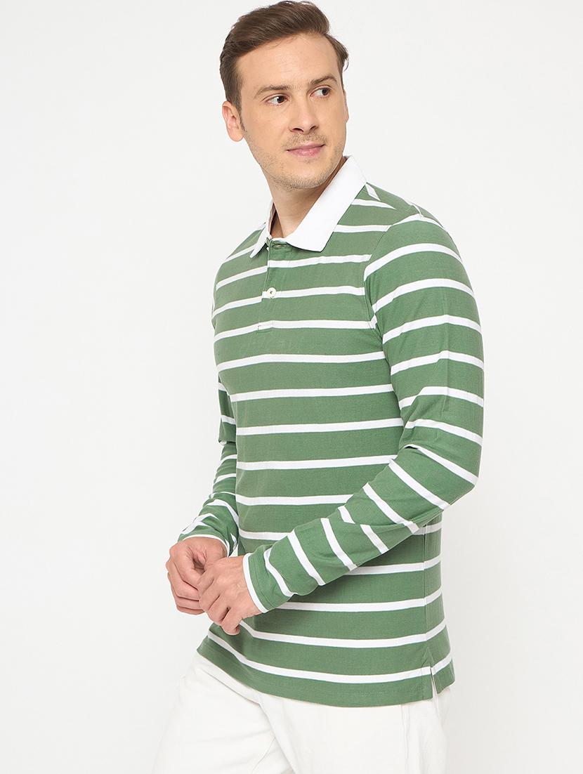 men striped long sleeve polo t-shirt - 21986292 - Standard Image - 2