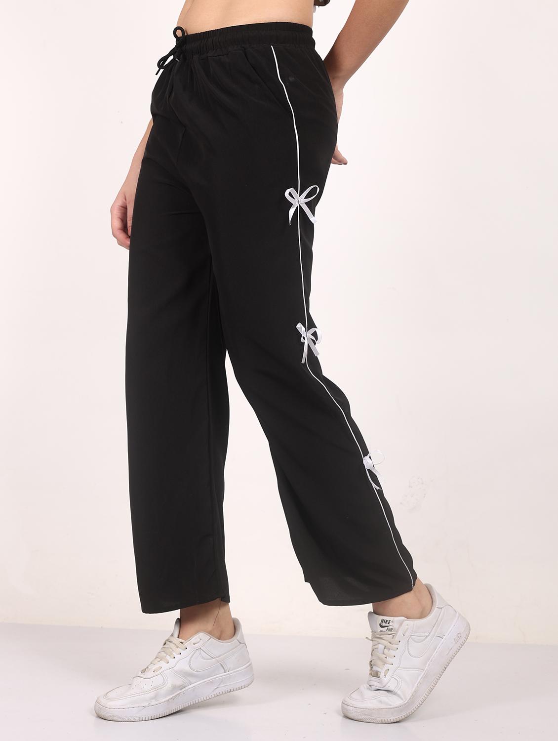 women black solid mid rise bootcut trouser - 21986300 - Standard Image - 2