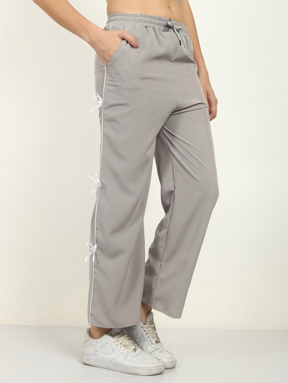 women grey solid mid rise straight trouser - 21986301 -  Zoom Image - 0