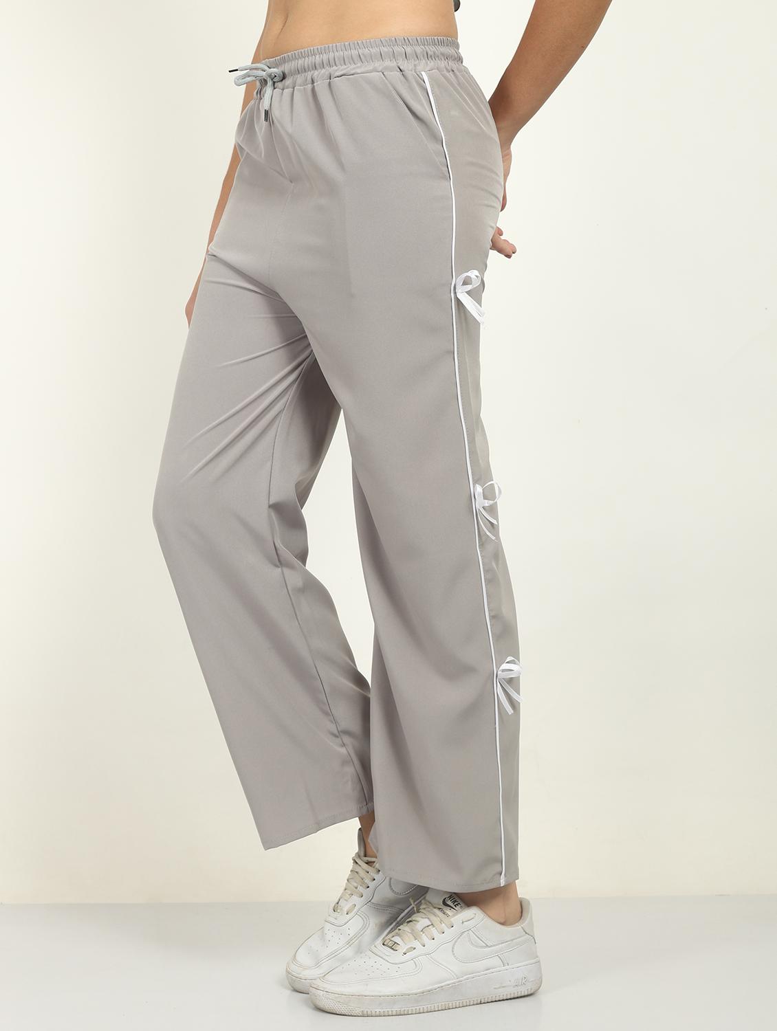 women grey solid mid rise straight trouser - 21986301 - Standard Image - 2