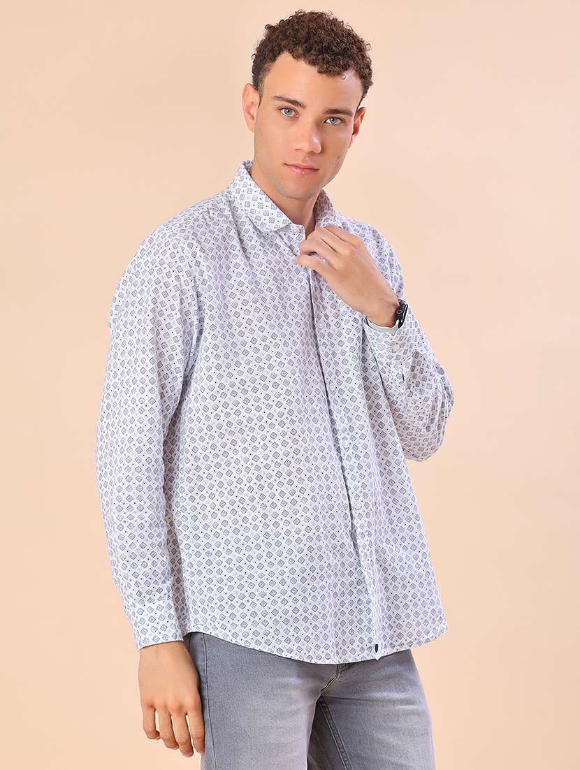 men printed long sleeve regular fit casual shirt - 21986355 - Standard Image - 2