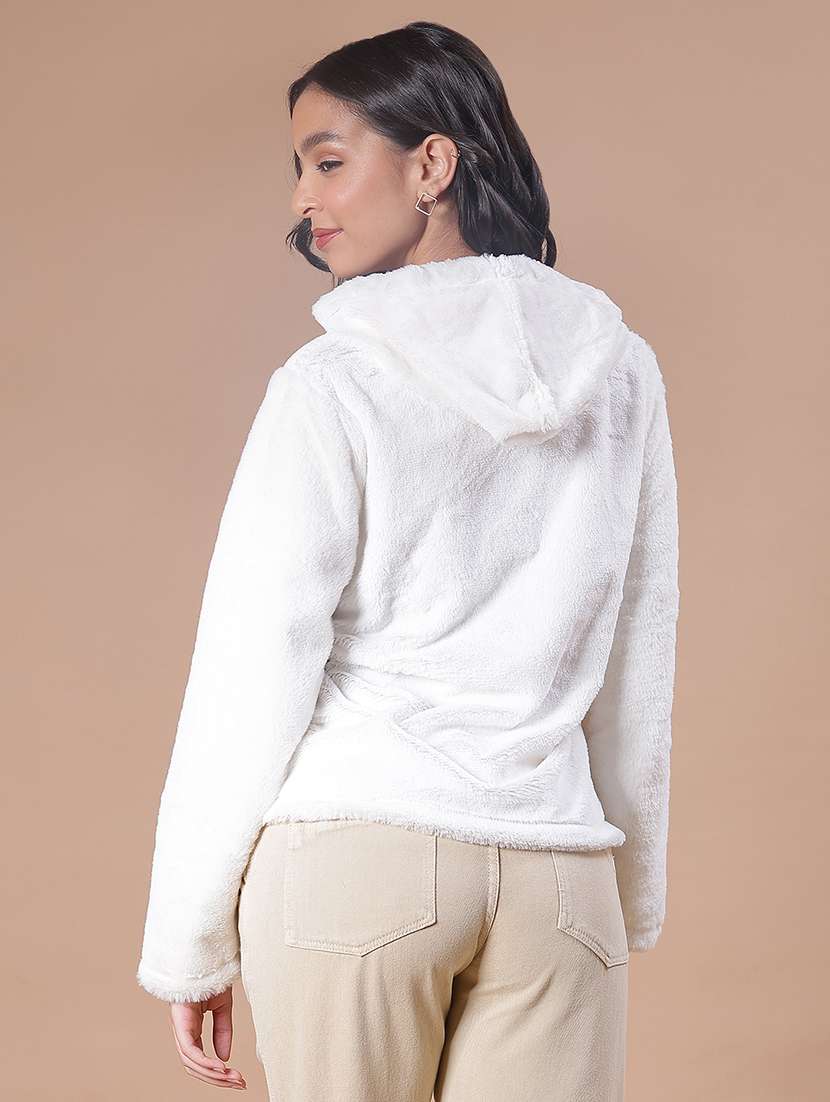 women solid long sleeve hooded sweatshirt - 21986397 - Standard Image - 2