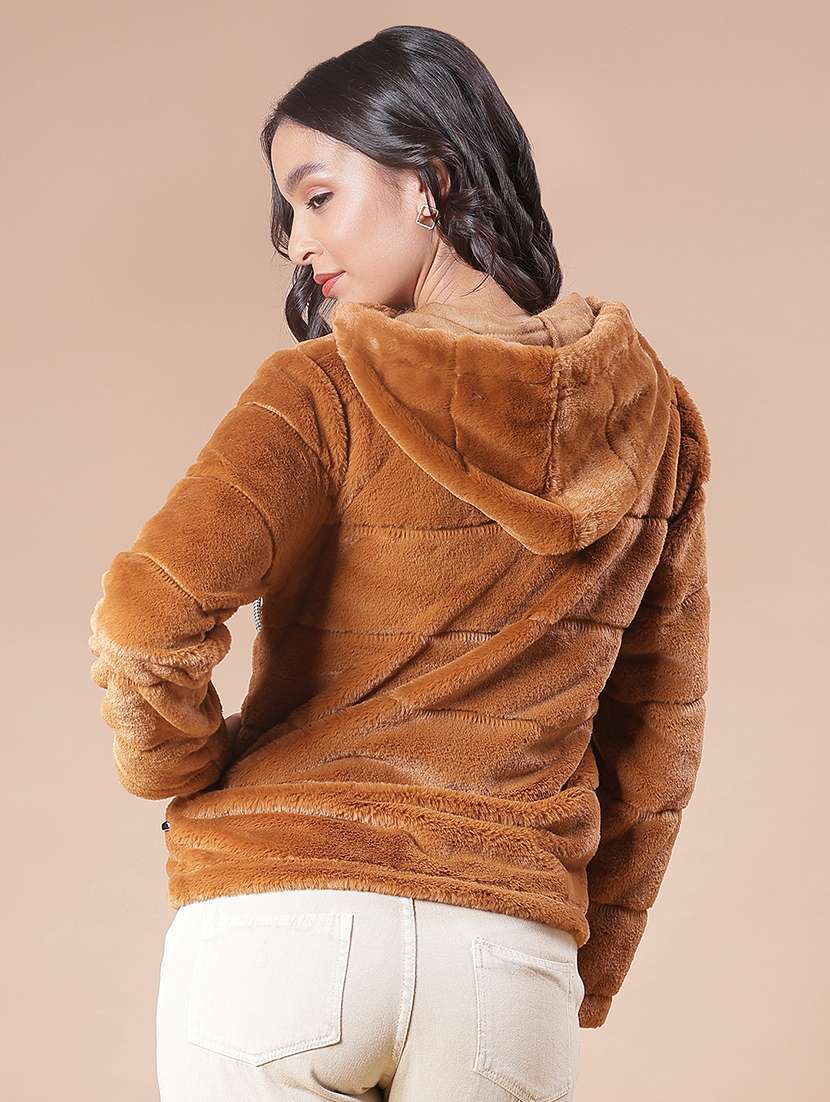 women solid long sleeve hooded sweatshirt - 21986438 -  Standard Image - 2