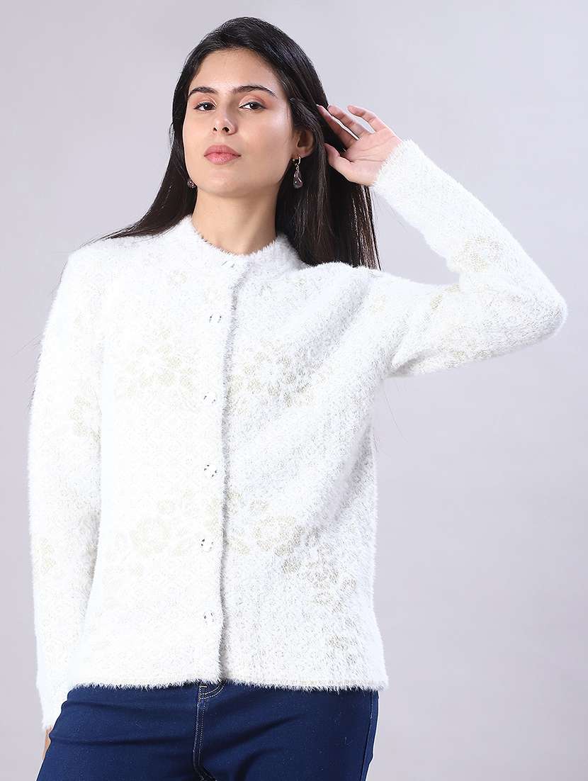 women self design long sleeve cardigan