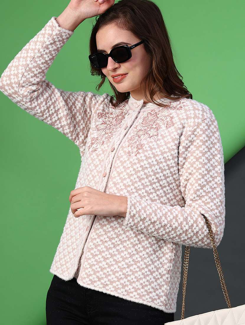 women self designed long sleeve cardigan