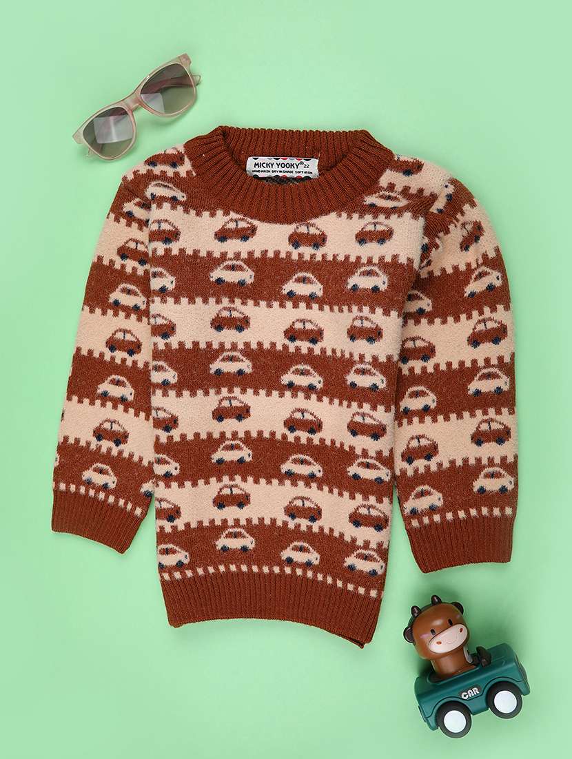 boys self designed long sleeve sweater