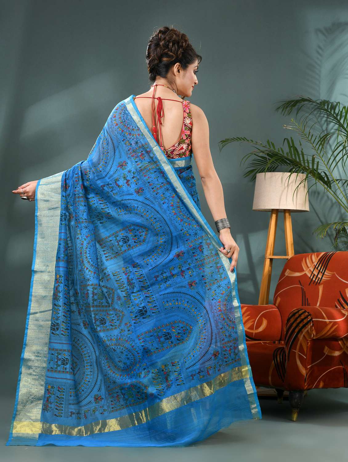 women warli printed bordered saree with blouse - 21986594 -  Standard Image - 2