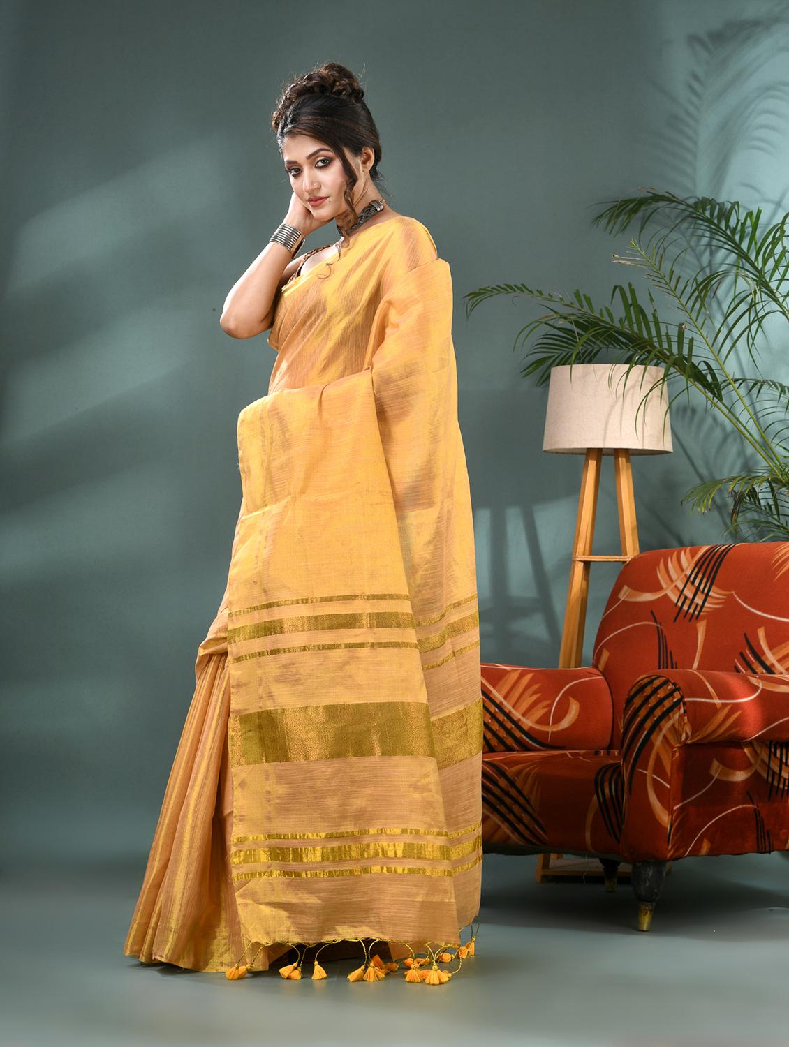women solid plain saree with blouse - 21986597 - Standard Image - 2