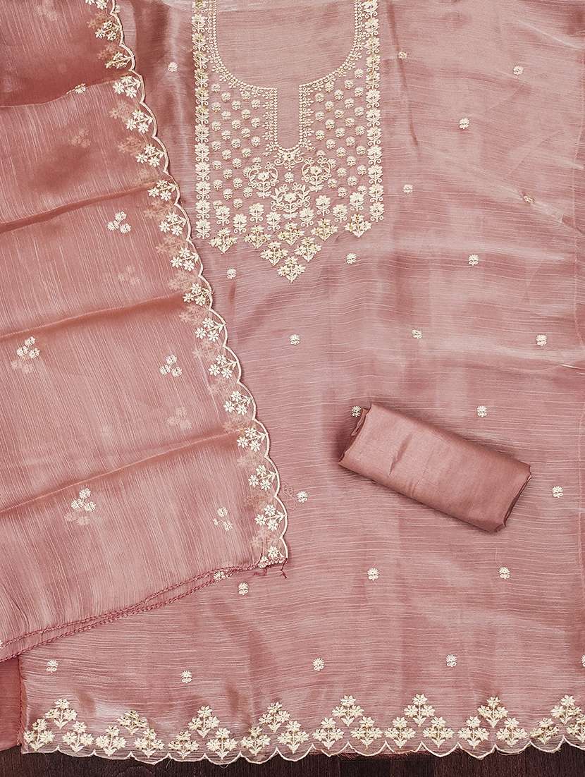 women solid with work embroidered unstitched suit set - 21986638 -  Standard Image - 2