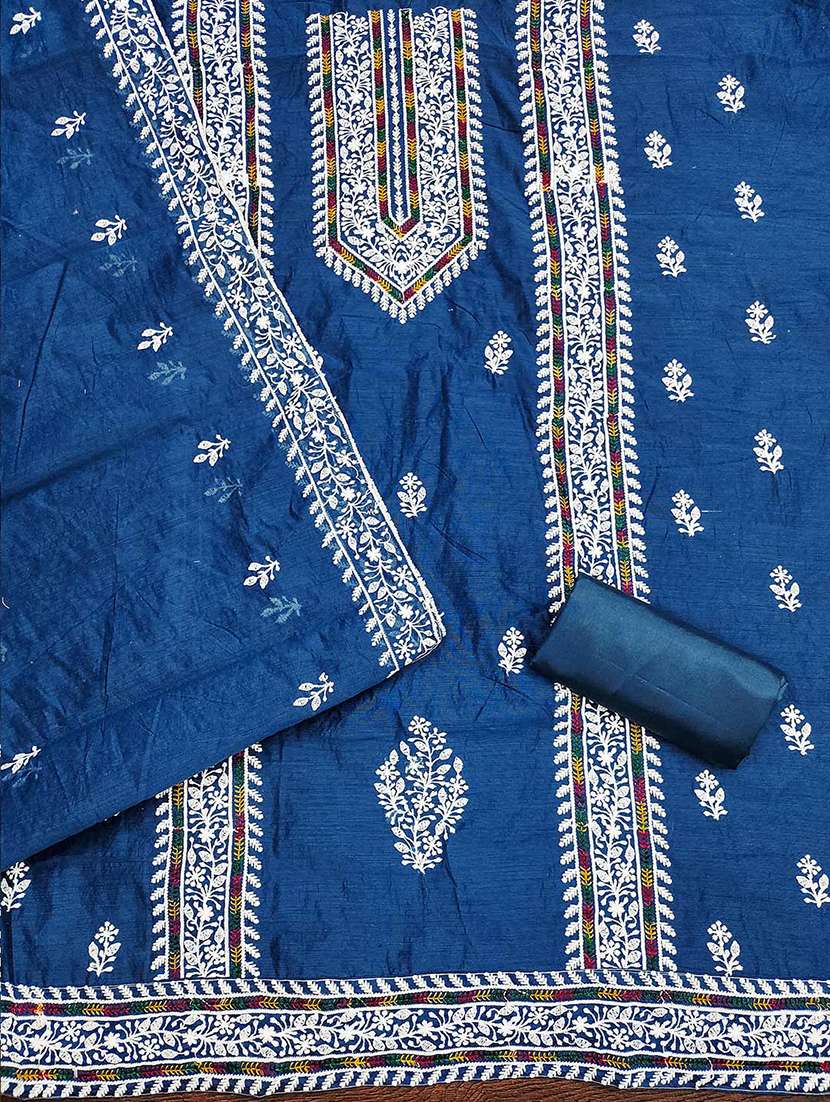women solid with work embroidered unstitched suit set - 21986655 -  Standard Image - 2