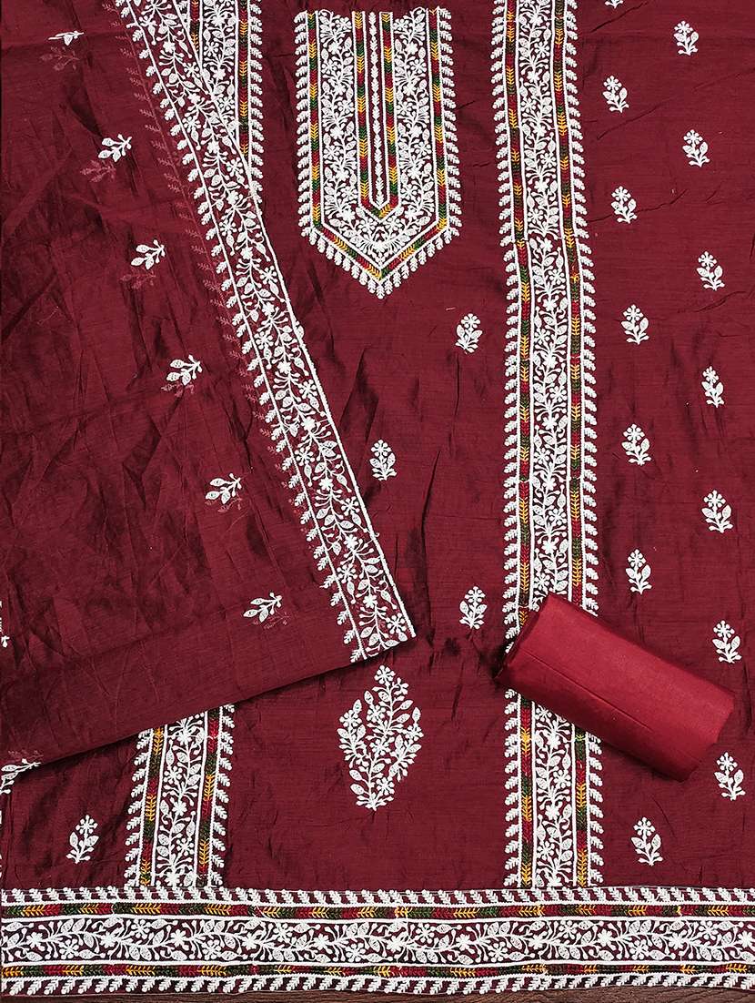 women solid with work embroidered unstitched suit set - 21986657 -  Standard Image - 2