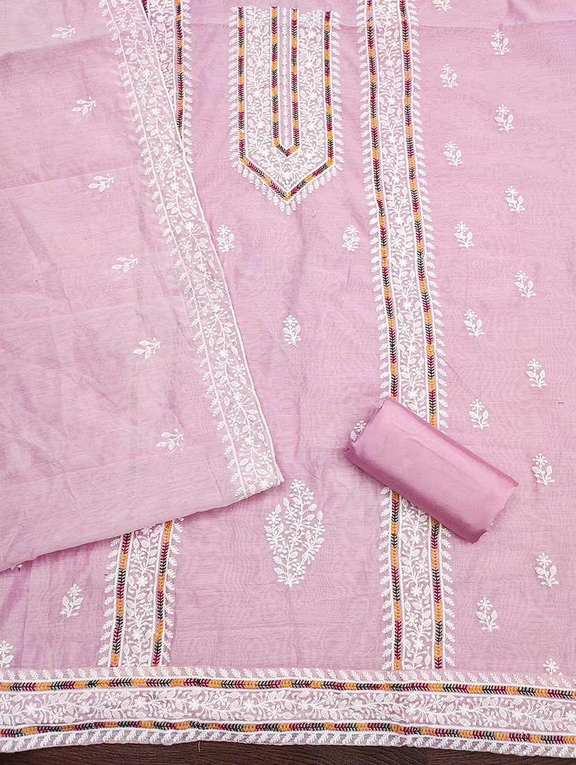 women solid with work embroidered unstitched suit set - 21986658 -  Standard Image - 2