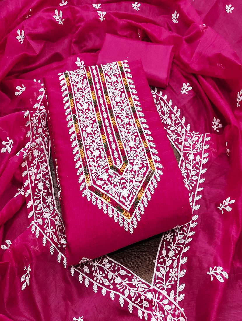 women solid with work embroidered unstitched suit set - 21986659 - Zoom Image - 0