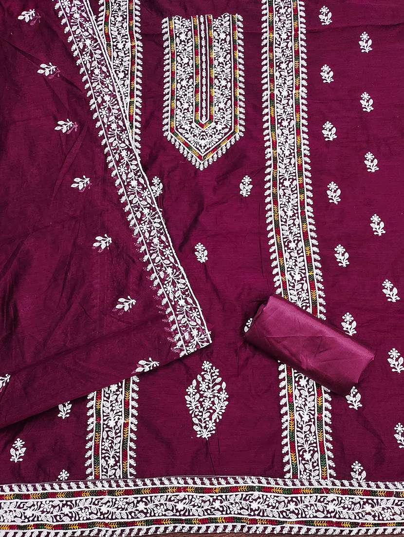 women solid with work embroidered unstitched suit set - 21986660 -  Standard Image - 2