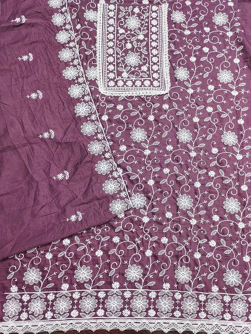 women solid with work embroidered unstitched suit set - 21986663 -  Standard Image - 2