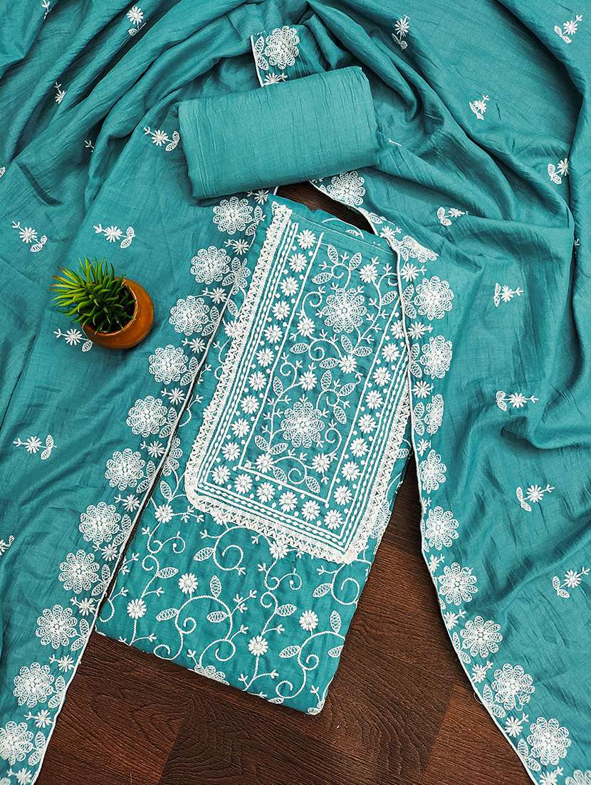 women solid with work embroidered unstitched suit set - 21986665 -  Standard Image - 2