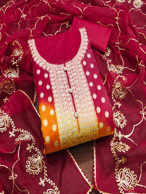 women self design zari work unstitched suit set - 21986666 - Standard Image - 0