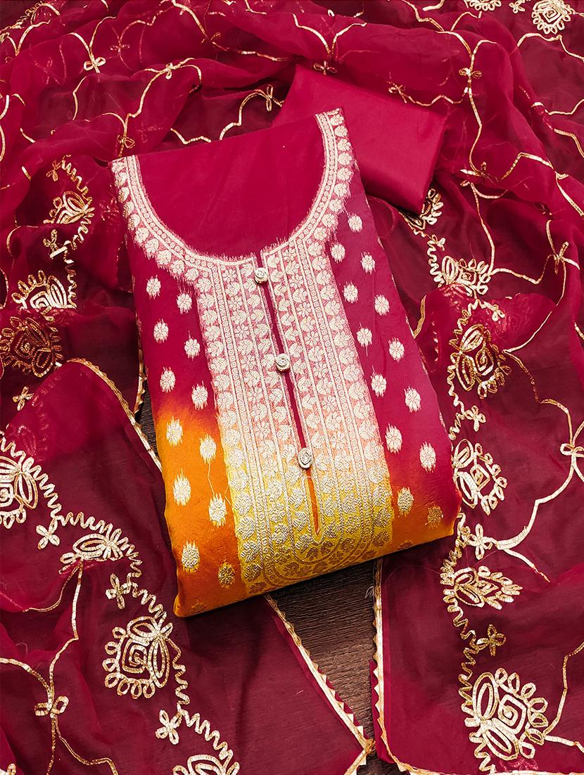 women self design zari work unstitched suit set - 21986666 - Zoom Image - 0