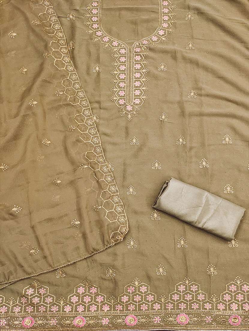 women solid with work embroidered unstitched suit set - 21986673 -  Standard Image - 2