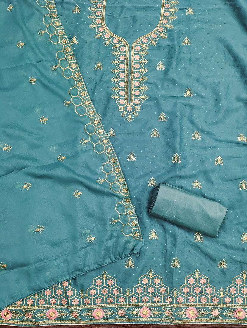 women solid with work embroidered unstitched suit set - 21986674 -  Standard Image - 2