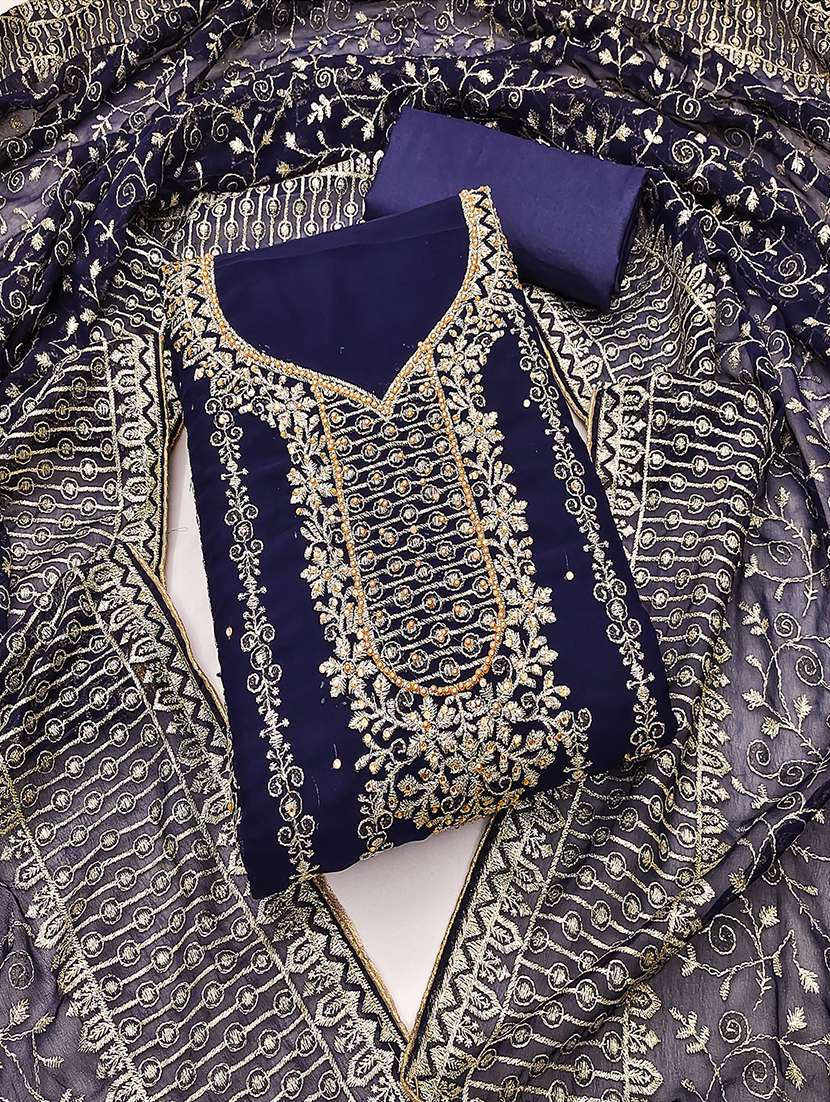 women solid with work embroidered unstitched suit set