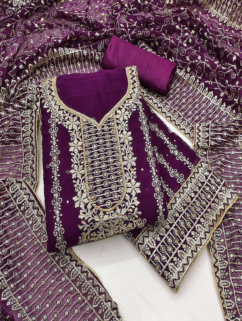 women solid with work embroidered unstitched suit set - 21986682 -  Standard Image - 2