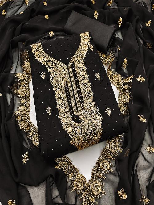 women solid with work embroidered unstitched suit set - 21986684 -  Standard Image - 0