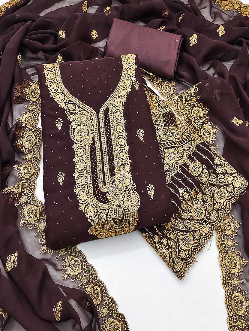 women solid with work embroidered unstitched suit set - 21986685 -  Standard Image - 2