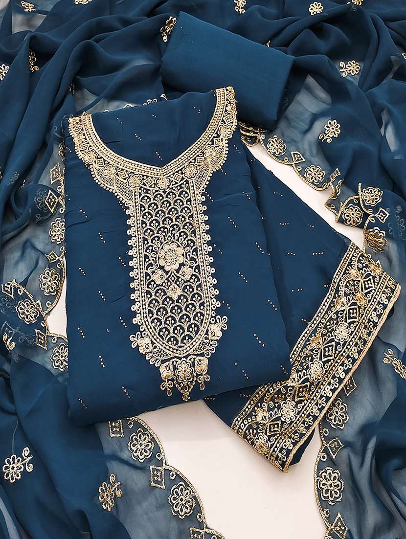 women solid with work embroidered unstitched suit set - 21986692 -  Standard Image - 2