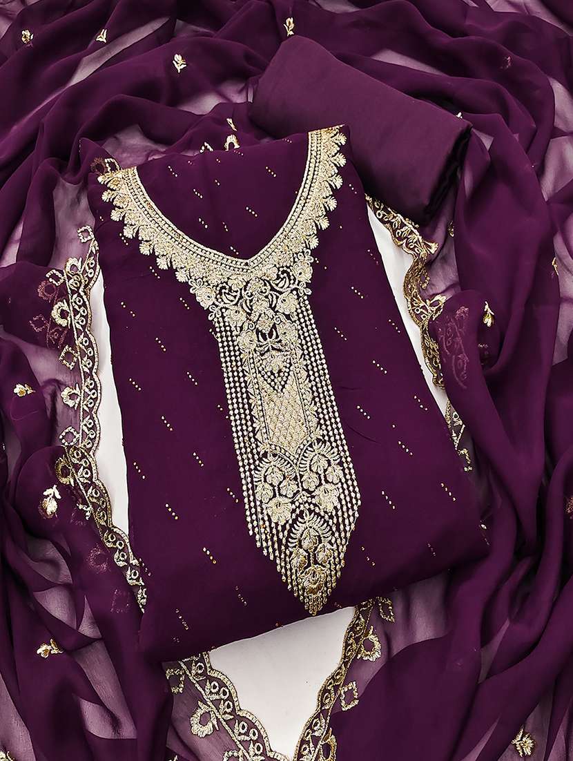 women solid with work embroidered unstitched suit set - 21986699 -  Standard Image - 2