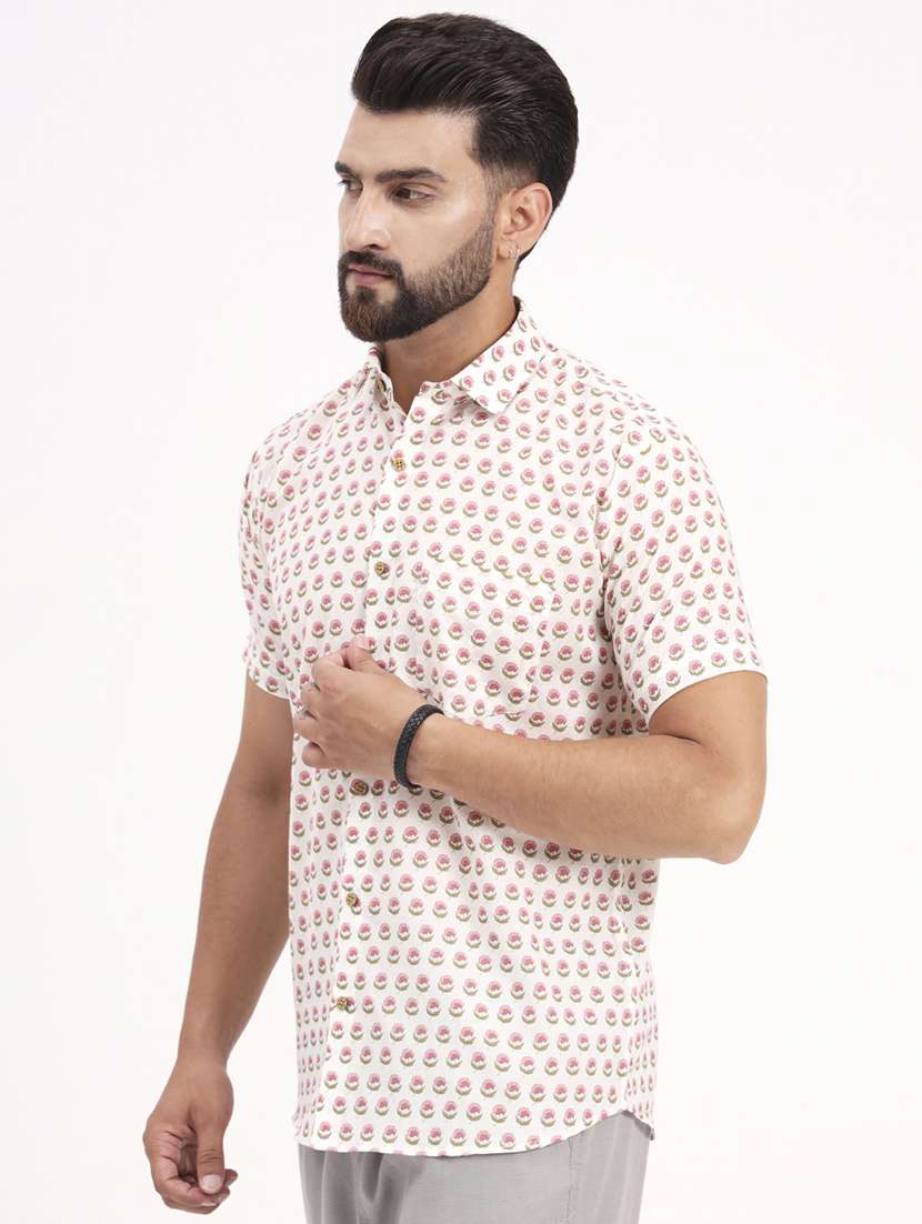 men printed short sleeve regular fit casual shirt - 21986724 - Standard Image - 2
