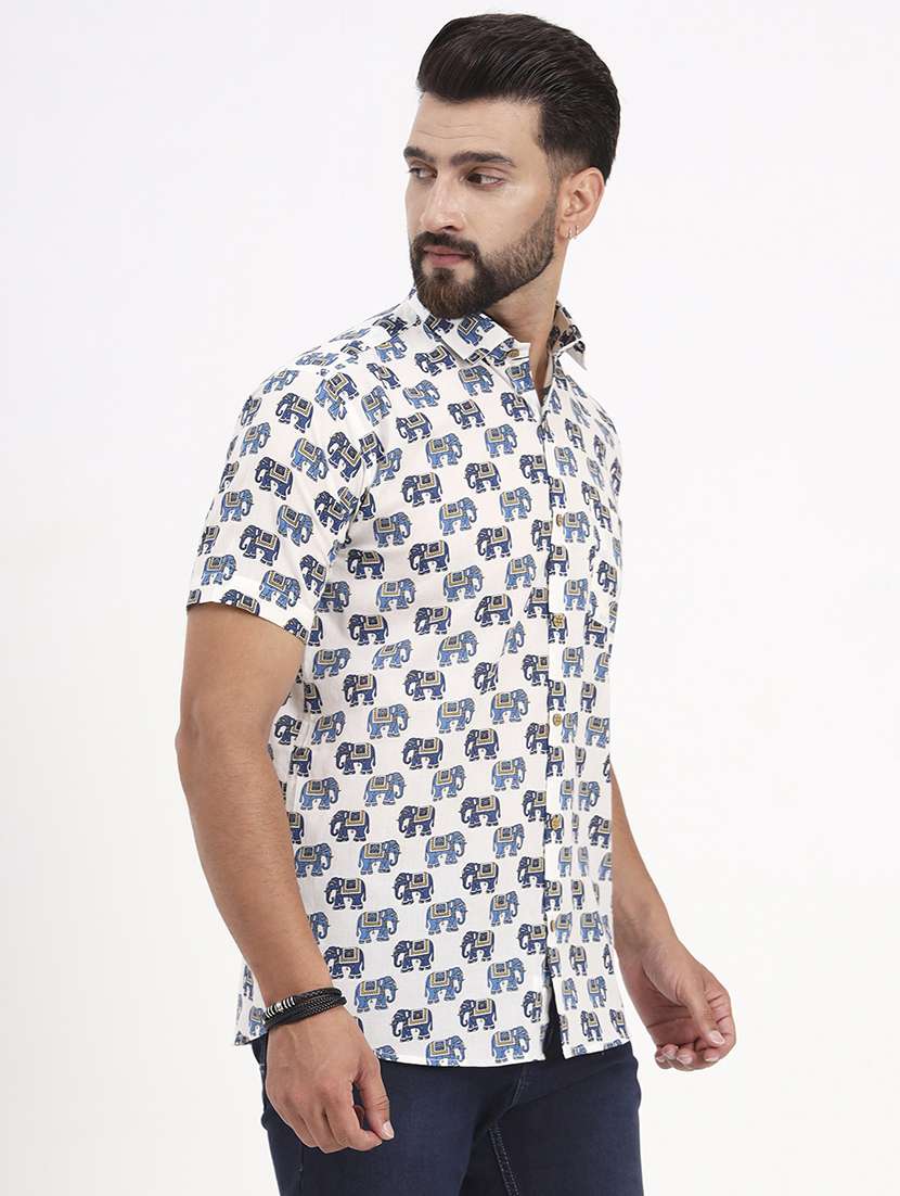 men printed short sleeve regular fit casual shirt - 21986725 - Standard Image - 2
