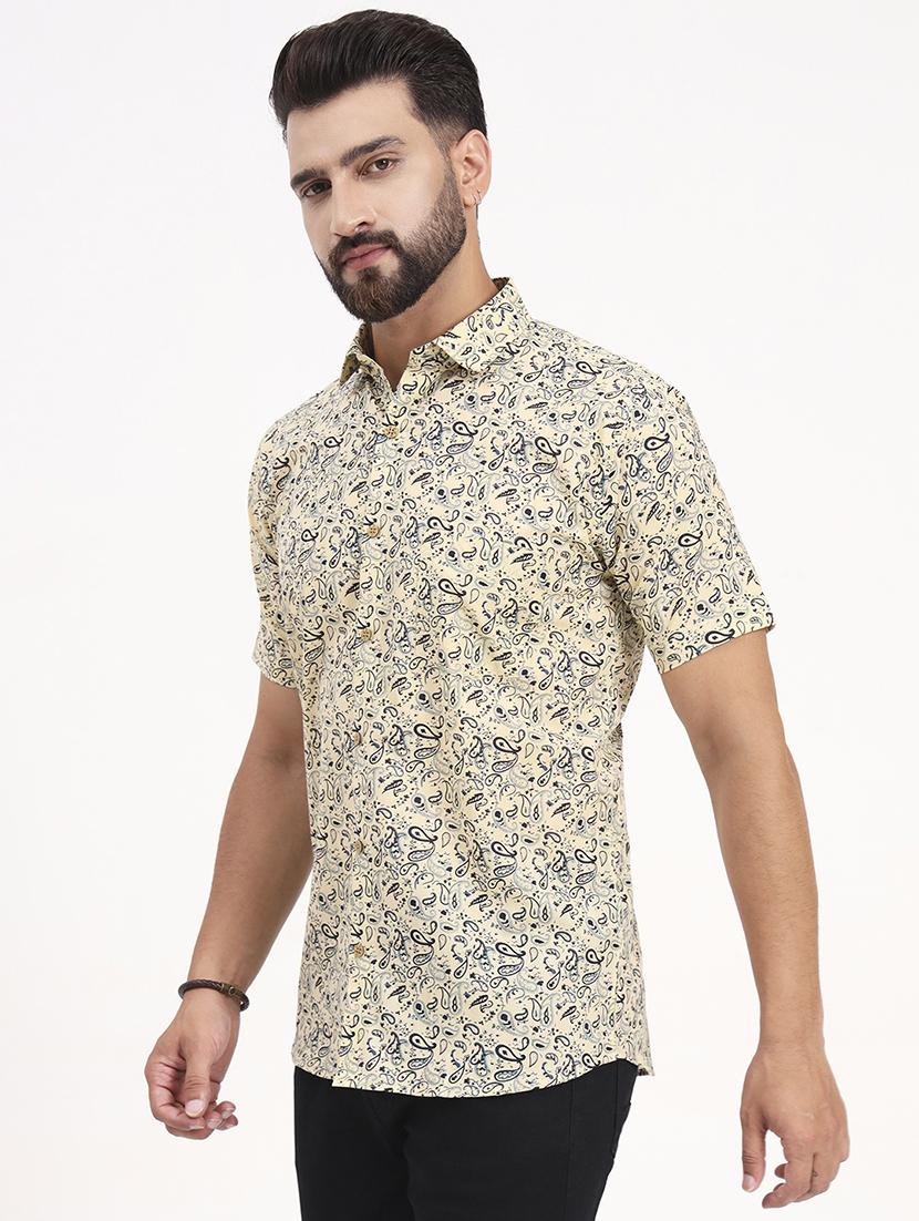 men printed short sleeve regular fit casual shirt - 21986736 - Standard Image - 2