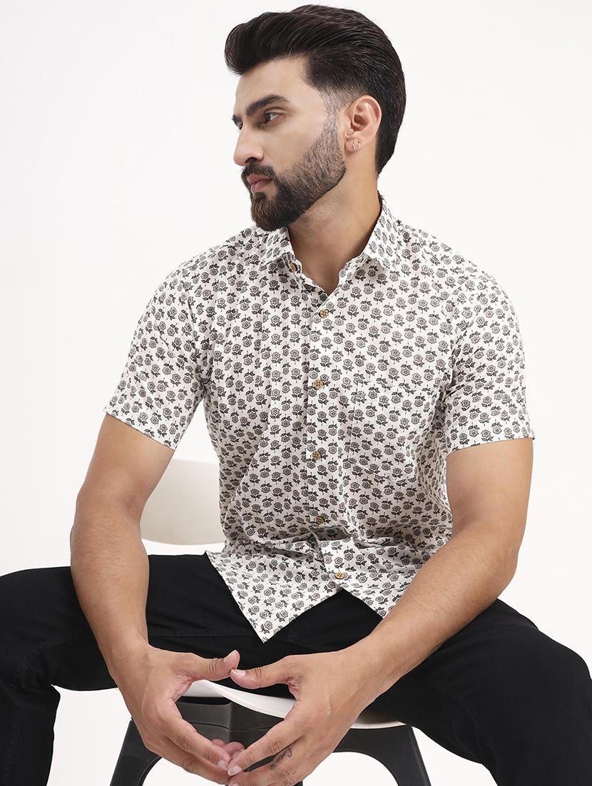 men printed short sleeve regular fit casual shirt - 21986738 -  Zoom Image - 0
