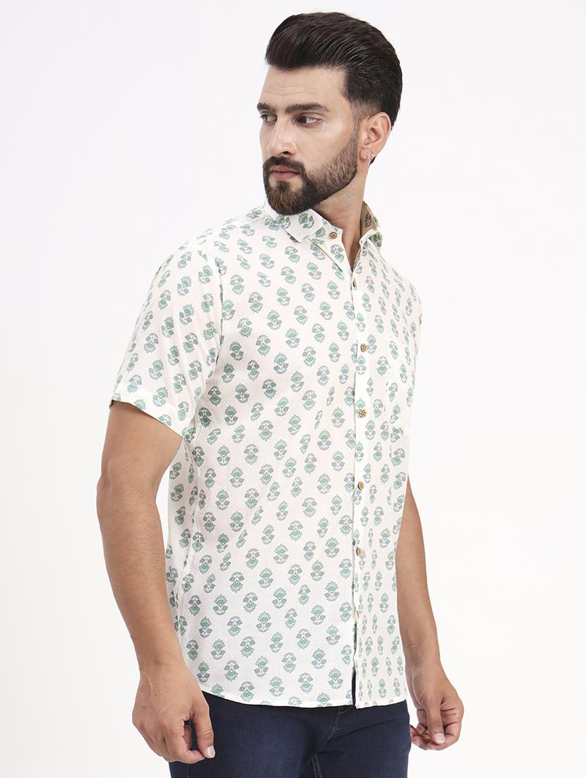 men printed short sleeve regular fit casual shirt - 21986739 - Standard Image - 2