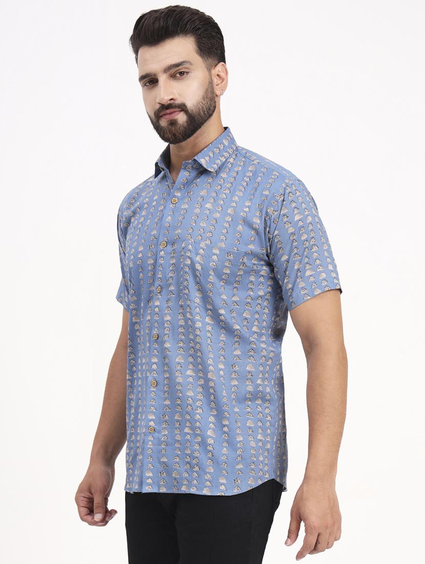 men printed short sleeve regular fit casual shirt - 21986742 - Standard Image - 2