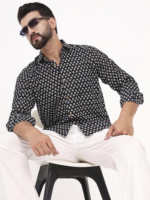 men printed long sleeve regular fit casual shirt - 21986747 - Standard Image - 0