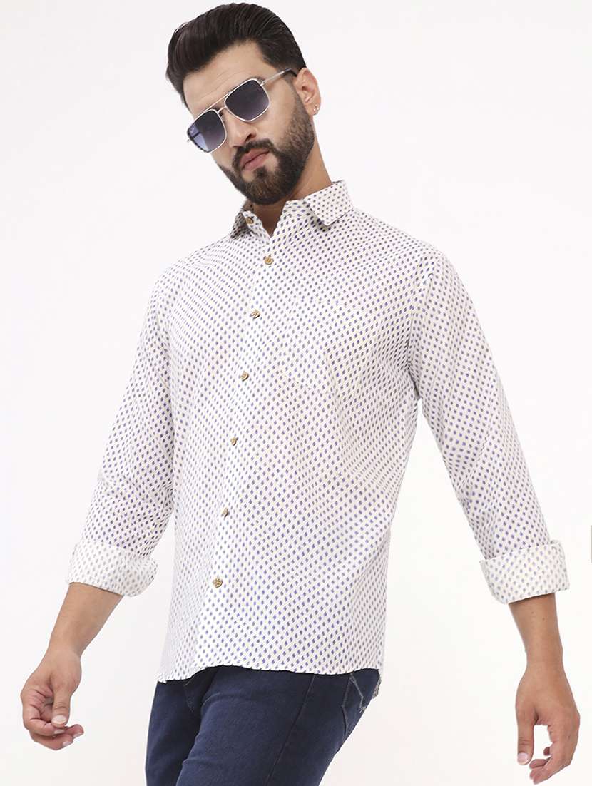 men printed long sleeve regular fit casual shirt