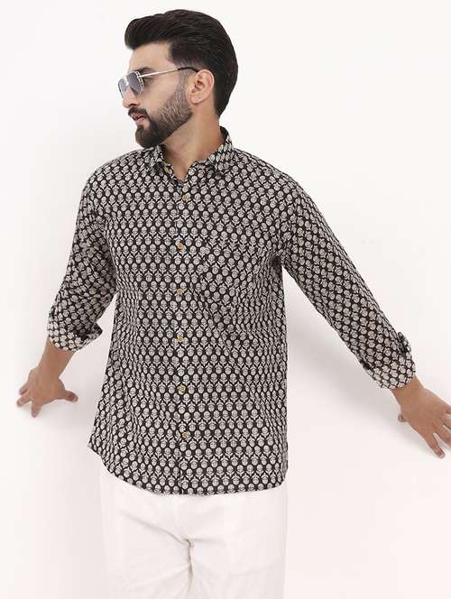 men printed long sleeve regular fit casual shirt - 21986749 - Standard Image - 0