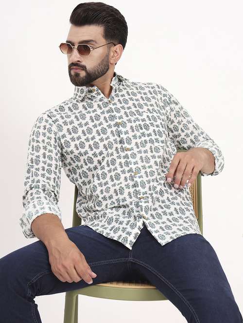 men printed long sleeve regular fit casual shirt - 21986751 - Standard Image - 0