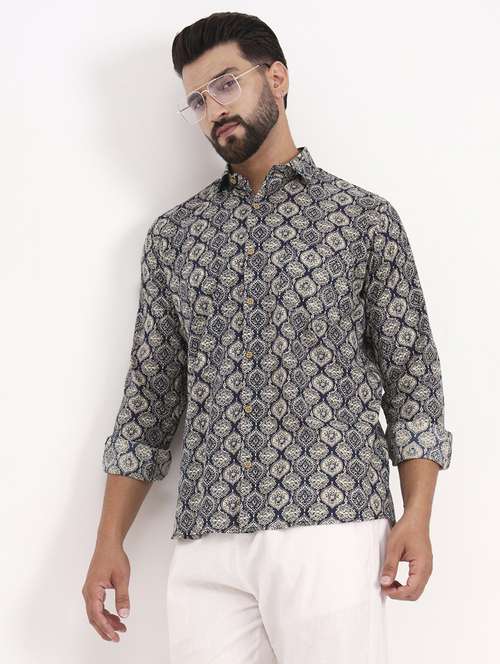 men printed long sleeve regular fit casual shirt - 21986752 -  Standard Image - 0