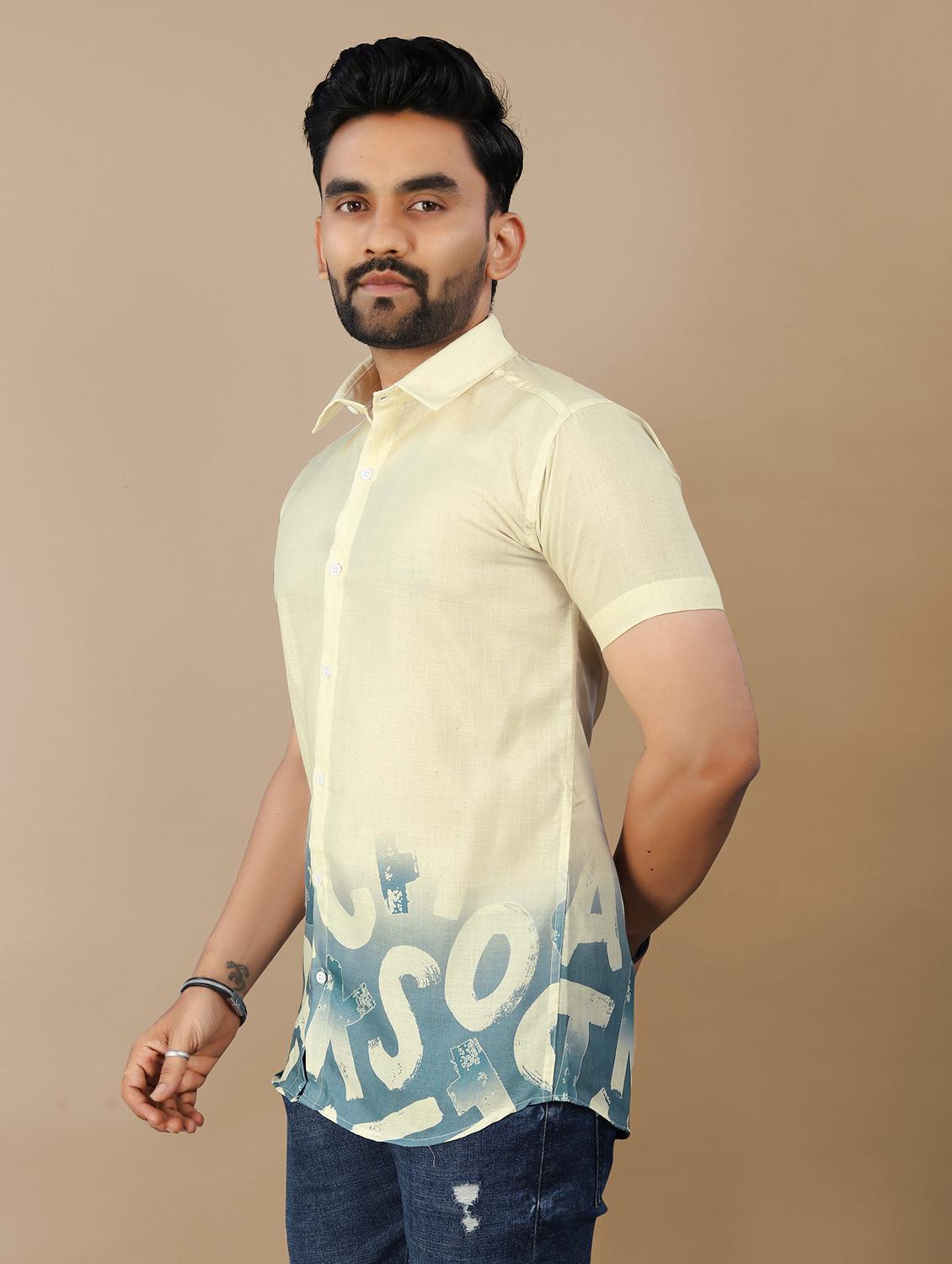 men printed short sleeve collared regular fit shirt - 21986758 - Standard Image - 2