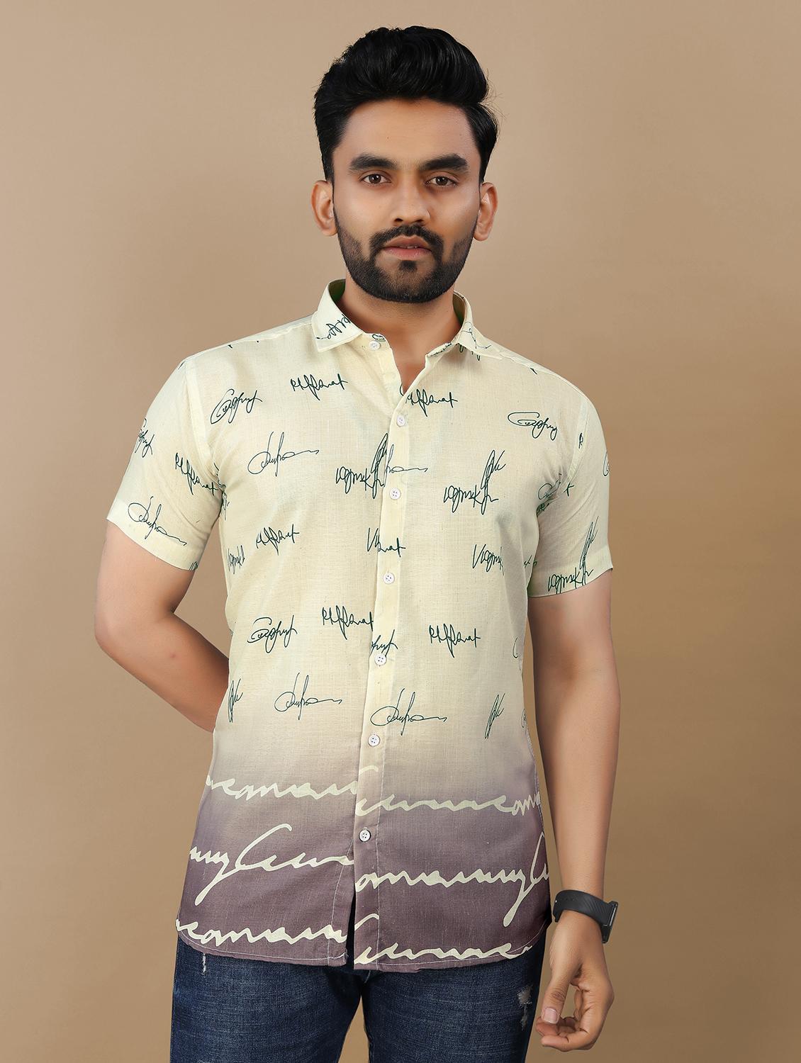 men printed short sleeve collared regular fit shirt - 21986763 - Zoom Image - 0