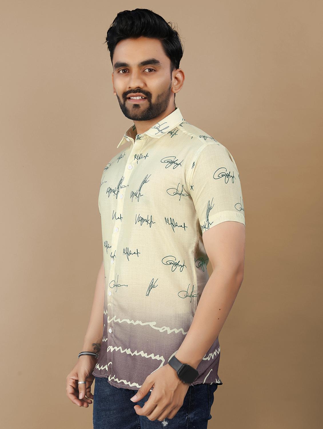 men printed short sleeve collared regular fit shirt - 21986763 - Standard Image - 2