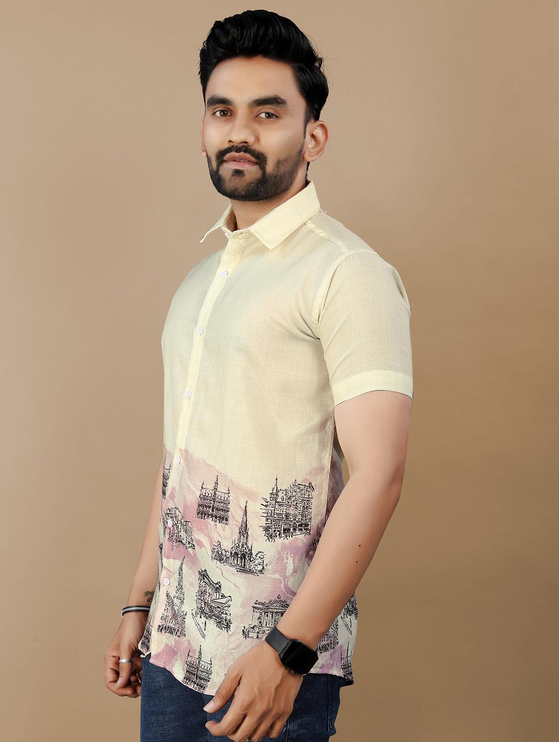 men printed short sleeve collared regular fit shirt - 21986770 - Standard Image - 2