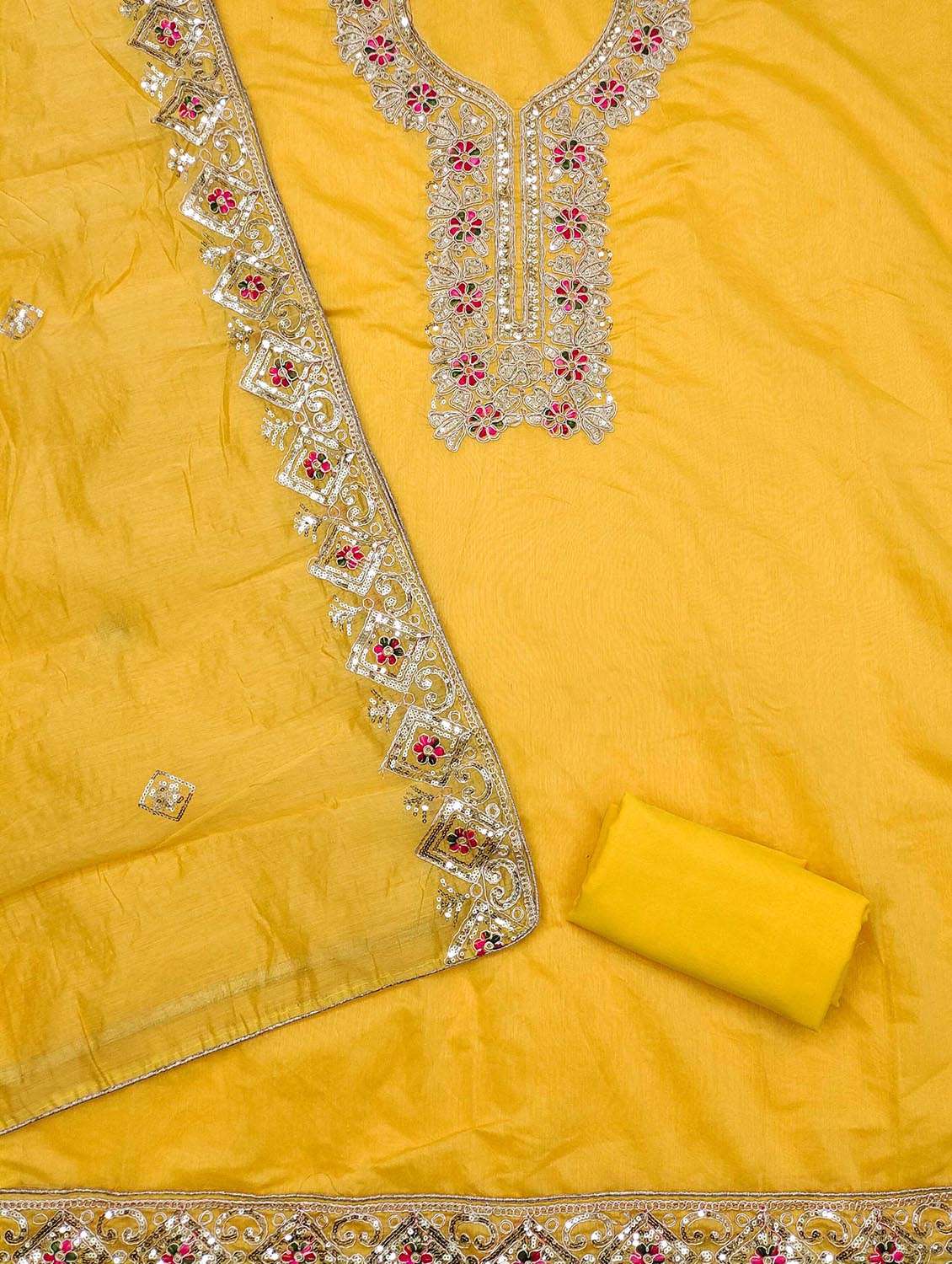 women solid with work embroidered unstitched suit set - 21986778 -  Standard Image - 2