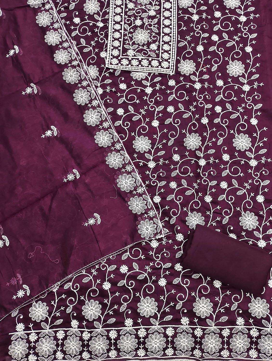 women solid with work embroidered unstitched suit set - 21986782 -  Standard Image - 2