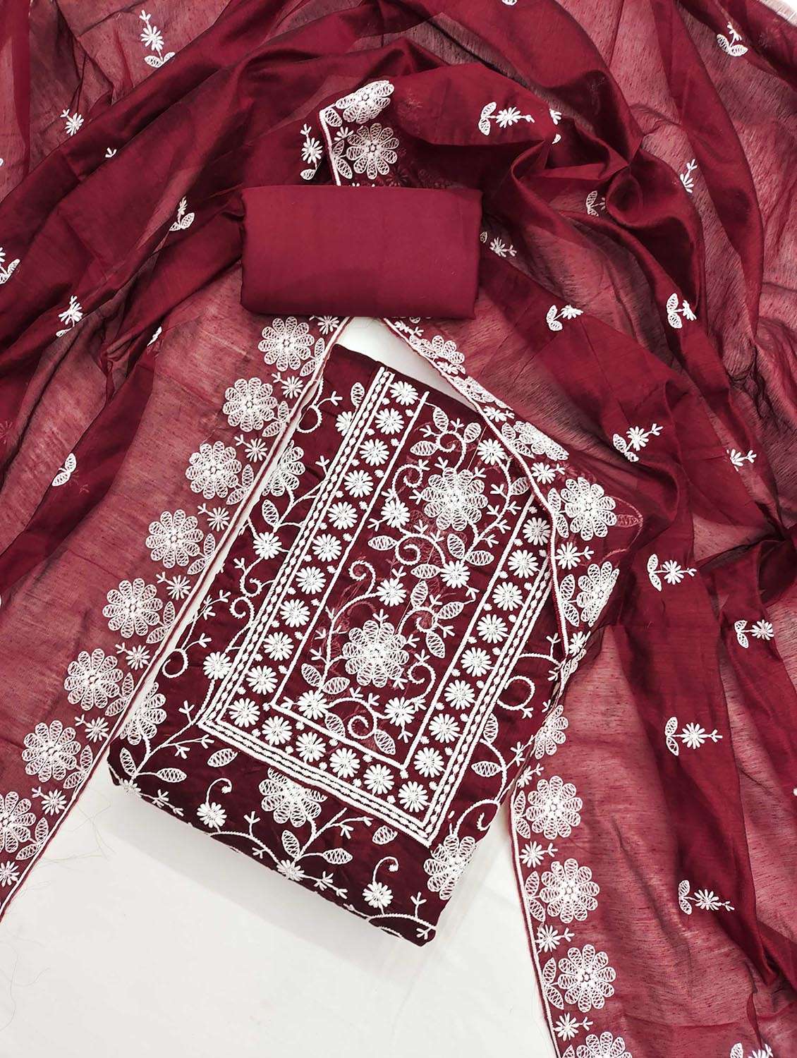 women solid with work embroidered unstitched suit set - 21986785 -  Standard Image - 2