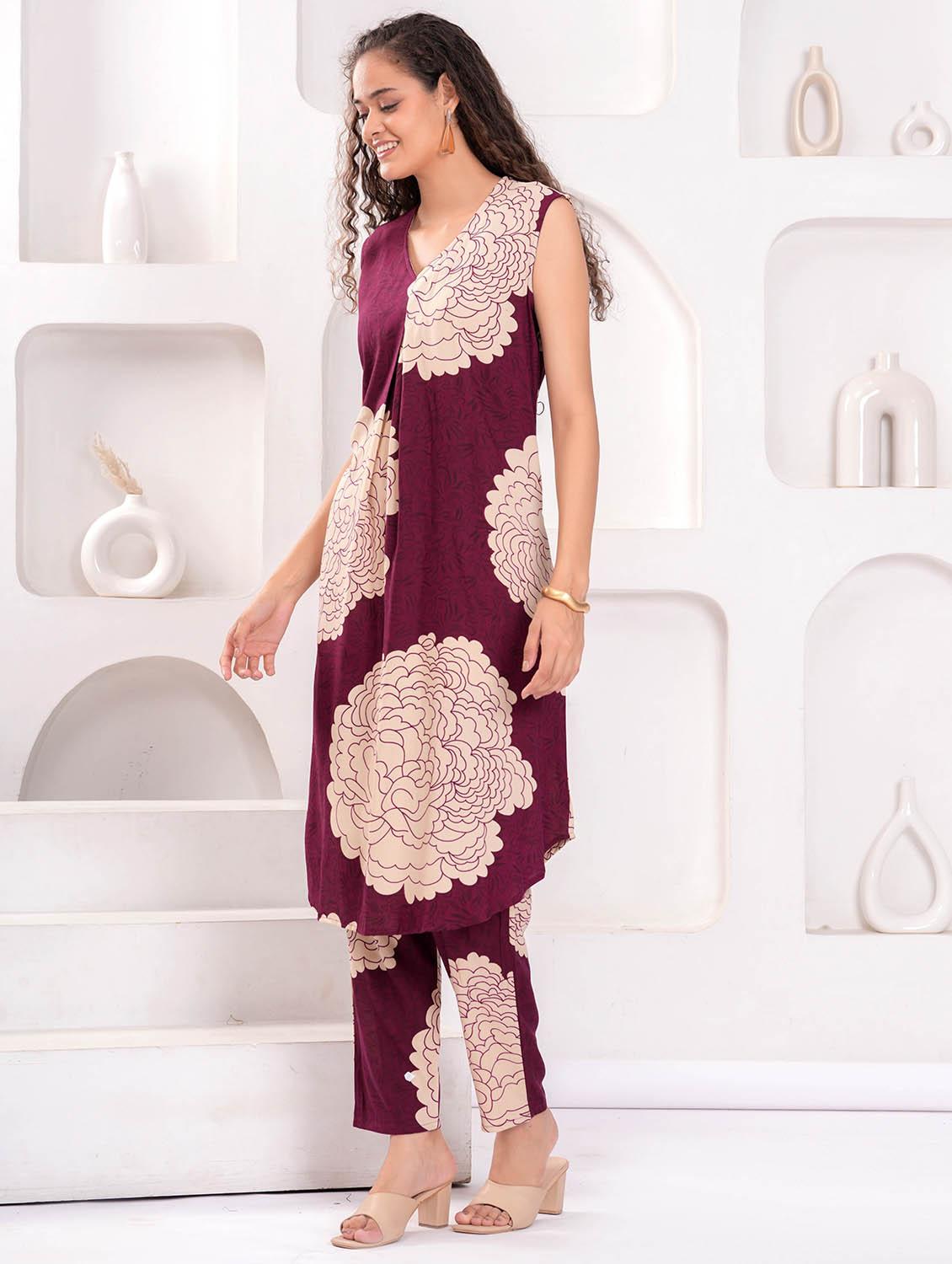 women bandhani print sleeveless kurta and pant set - 21986790 - Standard Image - 2